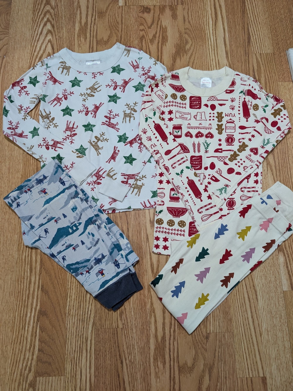 Hanna Andersson Kids Holiday Pajama Bundle 130 8 Baking Skiing Christmas Tree